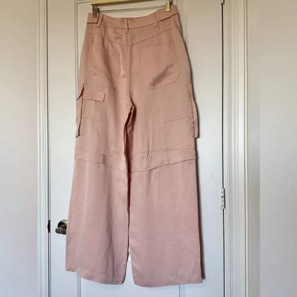 NWT Zara pink satin effect carpenter cargo pants viscose 9663/042/622 medium - Picture 6 of 10